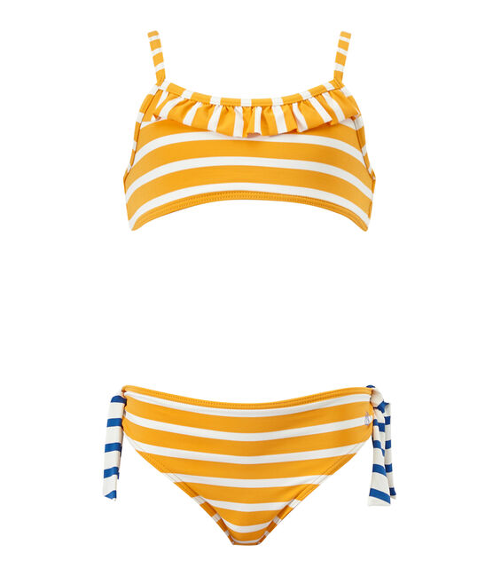 Costume da bagno bambina 2 pezzi arancione FUSION/bianco MARSHMALLOW