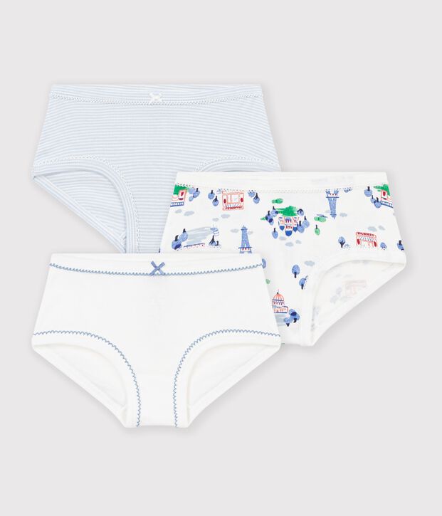 Set di slip a vita alta in cotone con stampa Parigi bambina multicolore