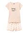 Pigiama corto bambina doppio tessuto con serigrafia bianco LAIT/rosa ROSE/ FLEUR