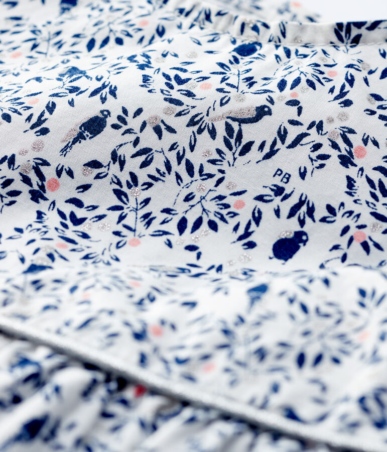 Blusa manica corta in popeline beb&egrave; femmina bianco/multicolore