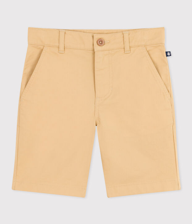 Bermuda bambino in tela di cotone a righe beige
