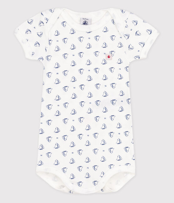 Body manica corta bebè bambina bianco ECUME/blu MEDIEVAL