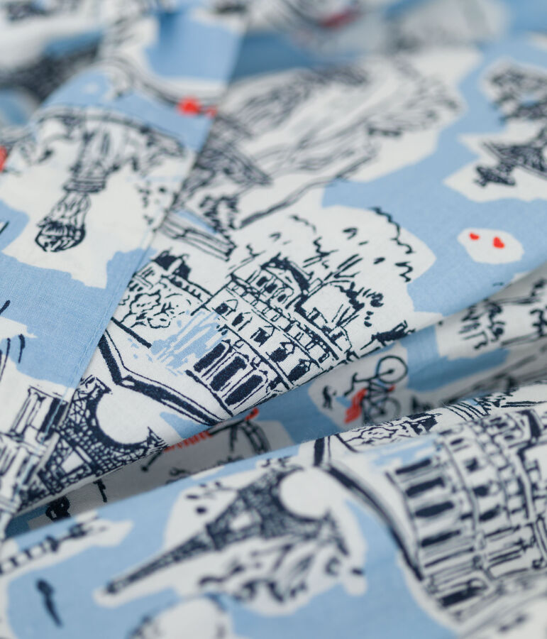 Abito in popeline stampato bambina bianco/multicolore