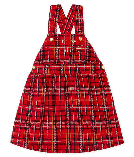 Abito salopette bambina a scacchi rosso TERKUIT/bianco MULTICO CN