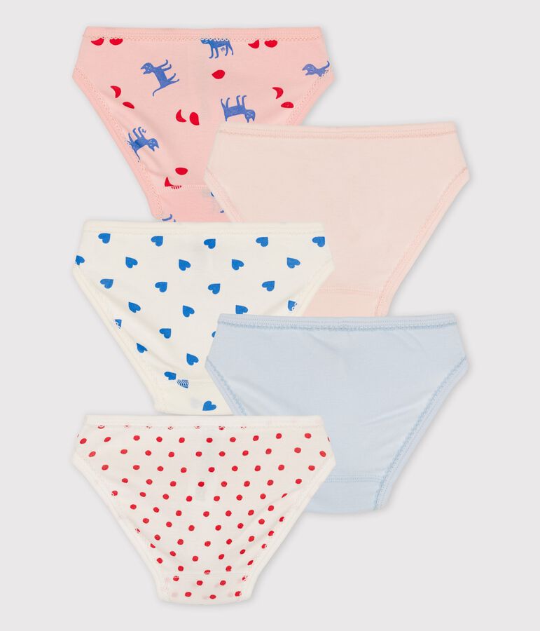 Confezione da 5 slip bambina in cotone multicolore
