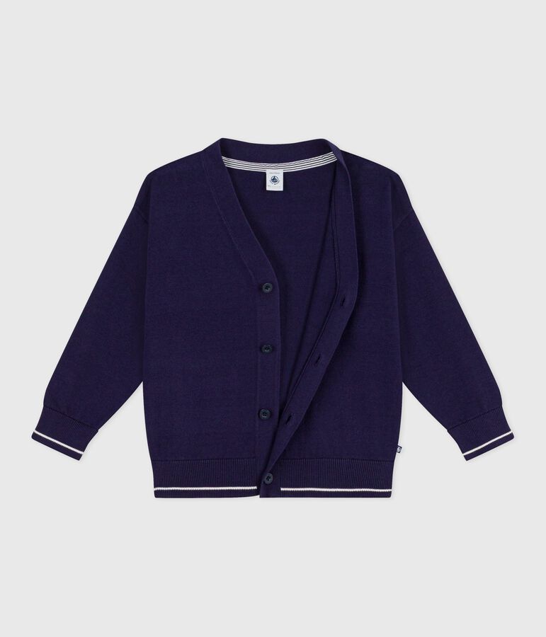 Cardigan in cotone tinta unita bambino blu