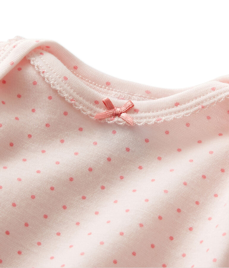 Tutina beb&egrave; bambina maniche lunghe in lana e cotone rosa VIENNE/rosa GRETEL