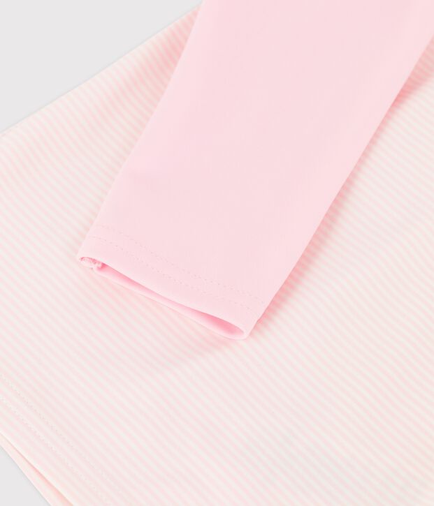 T-shirt anti-UV ecoresponsabile beb&egrave; femmina/maschio rosa/bianco