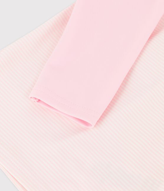 T-shirt anti-UV ecoresponsabile bebè femmina/maschio rosa MINOIS/bianco MARSHMALLOW