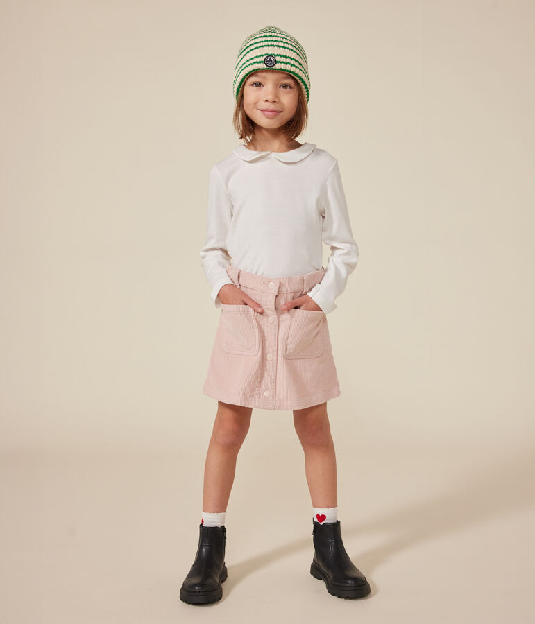 T-shirt maniche lunghe in cotone bambina bianco