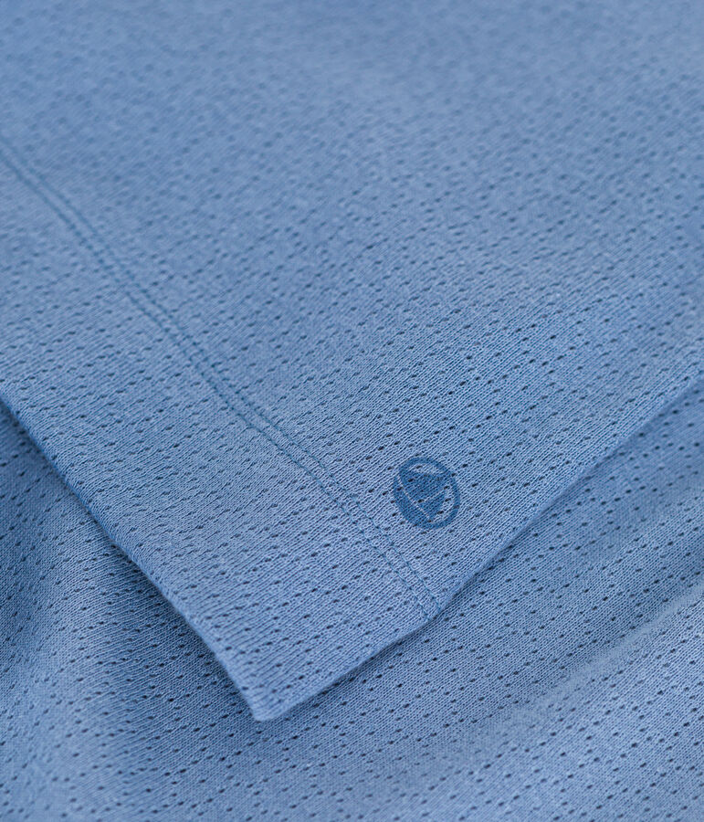 Pigiama corto bambina in cotone traforato tinta unita blu