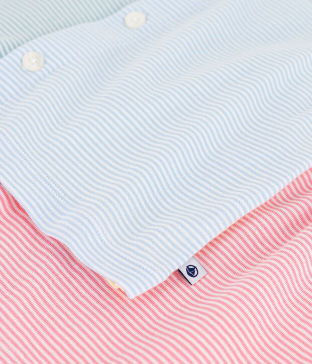 Pigiama corto con bottoni in cotone a righe bambino bianco/multicolore