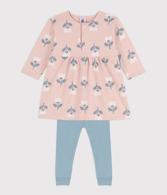 Abito bebè felpato fantasia con leggings rosa SALINE/bianco MULTICO