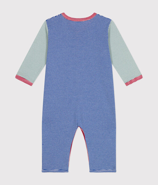 Pigiama senza piedini in cotone a righe neonato blu CALVIN/ MARSHMALLOW