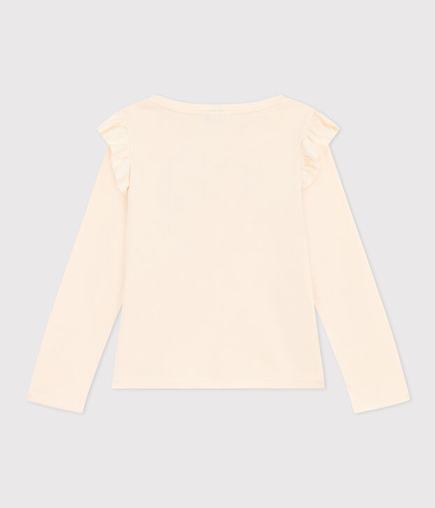 T-shirt maniche lunghe in cotone bambina ecru