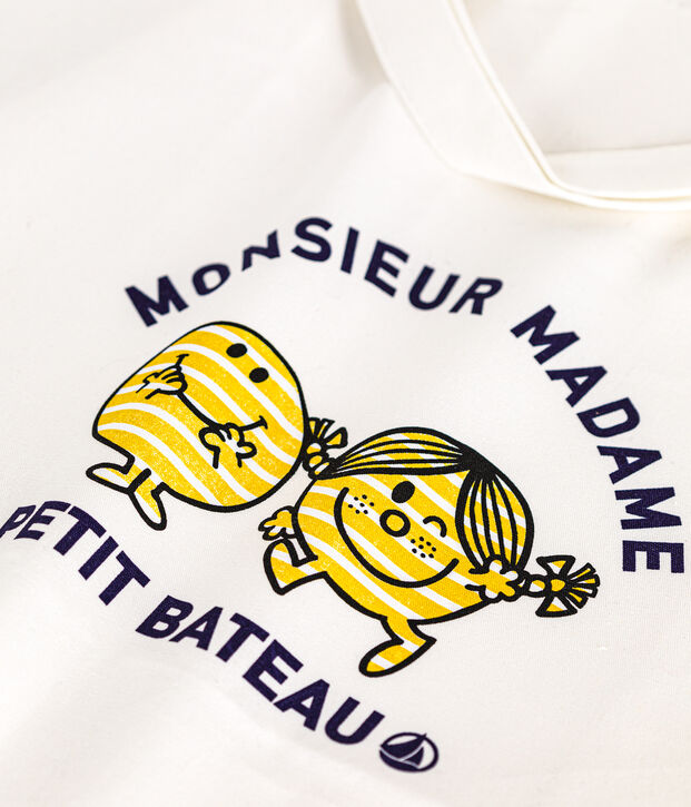 Borsa tote Monsieur Madame in cotone bianco