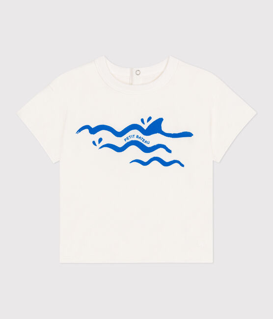 T-shirt a maniche corte in cotone tinta unita neonato blu MARSHMALLOW/ PORCELANA