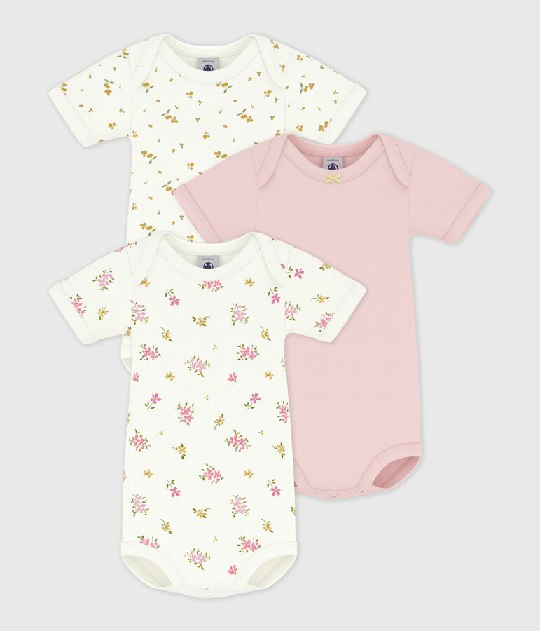 Set di body a maniche corte in cotone con stampa a fiori neonata multicolore