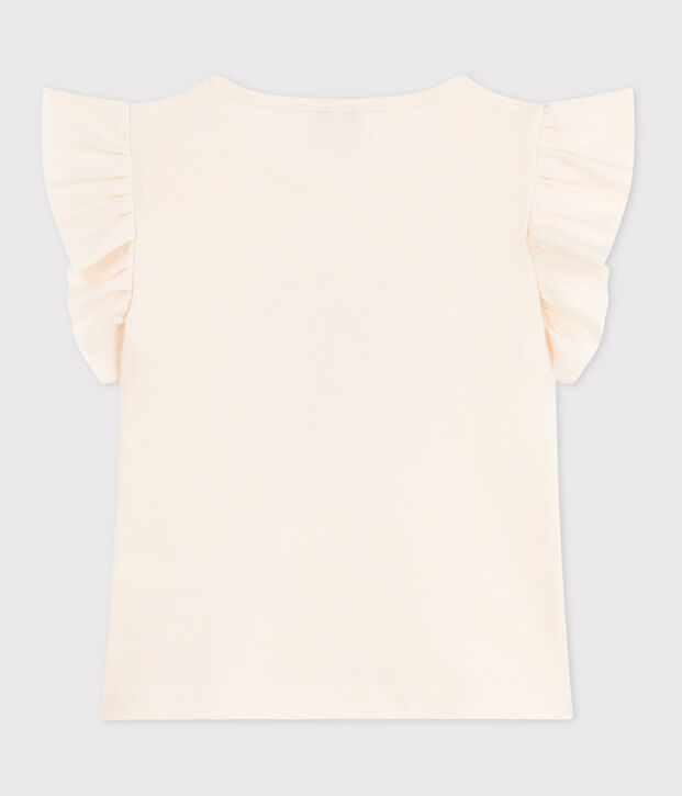 T-shirt a maniche corte in cotone con stampa bambina ecru