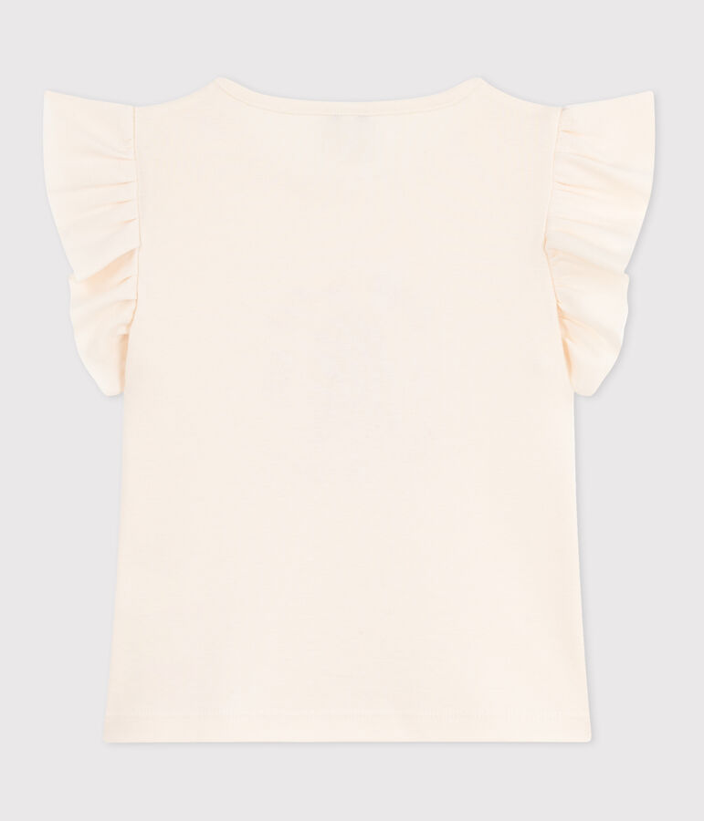 T-shirt a maniche corte in cotone con stampa bambina ecru