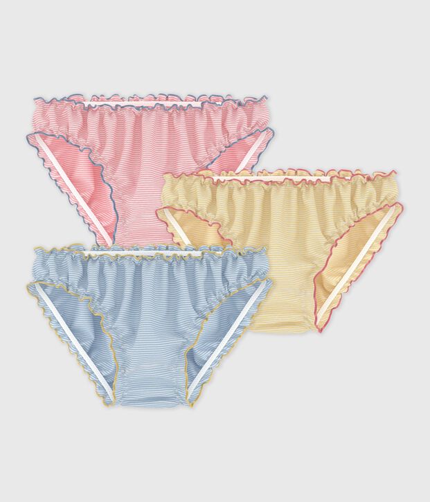 Set di slip arricciati in cotone a righe bambina multicolore