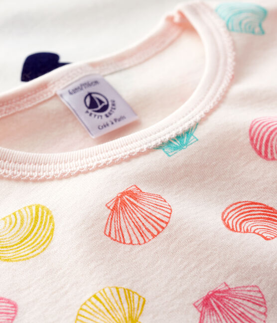 Confezione da 2 pigiami corti a cuori e conchiglie bambina in cotone variante 1