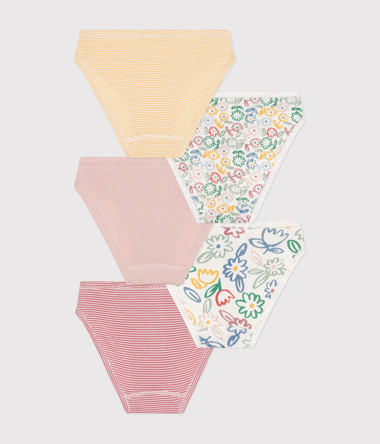 Confezione da 5 slip bambino in cotone a fiori multicolore