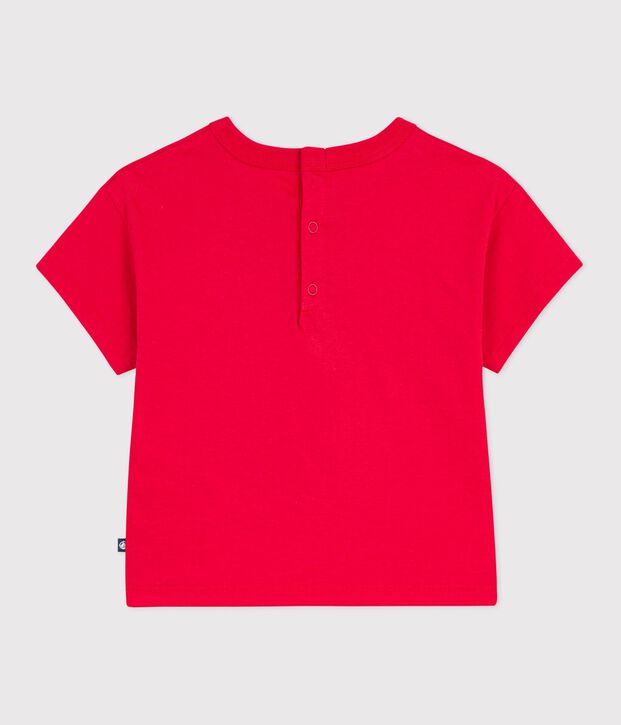 T-shirt a maniche corte in cotone con motivo gabbiano neonato rosso