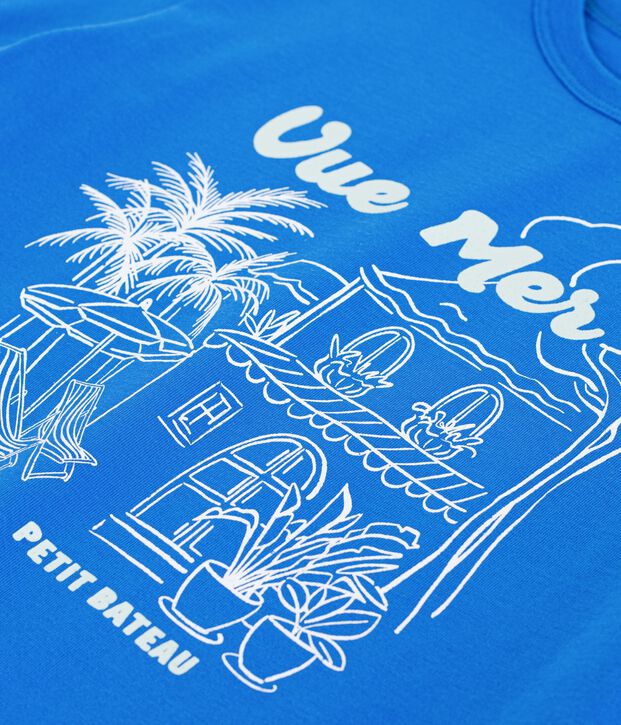 T-shirt a maniche corte in cotone bambina blu