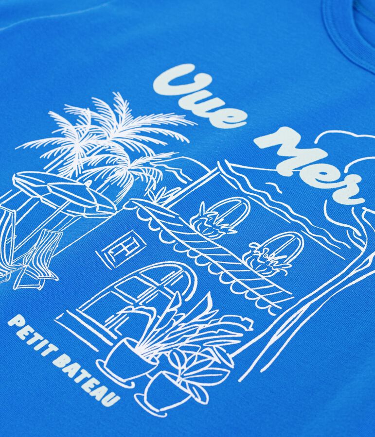 T-shirt a maniche corte in cotone bambina blu