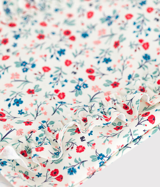 Costume da bagno intero con stampa floreale e volant neonato bianco MARSHMALLOW/bianco MULTICO