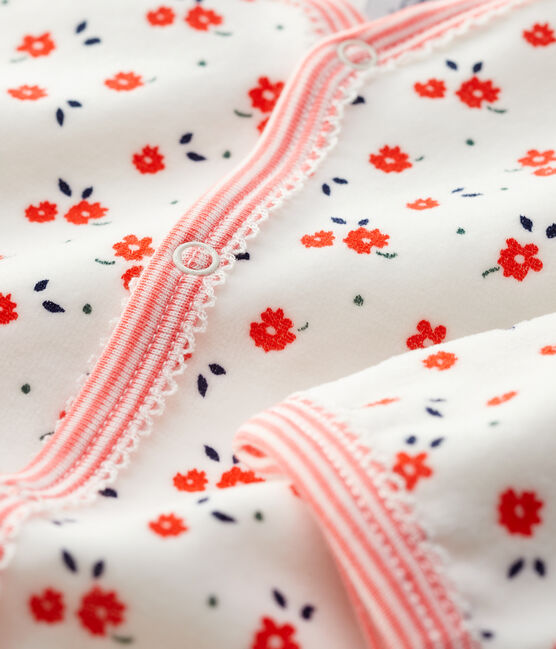 Tutina pigiama fantasia a fiori bebè in ciniglia bianco MARSHMALLOW/bianco MULTICO