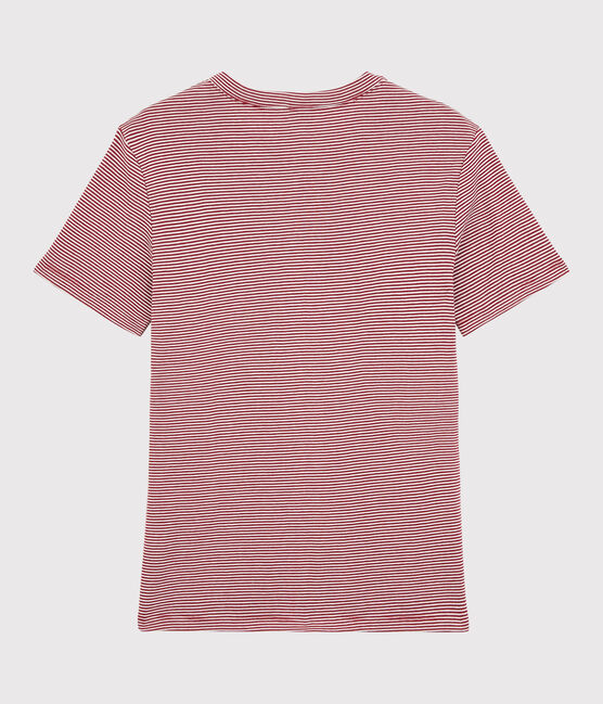 T-shirt girocollo iconica in cotone a righe Donna rosso SANGRIA/ MARSHMALLOW