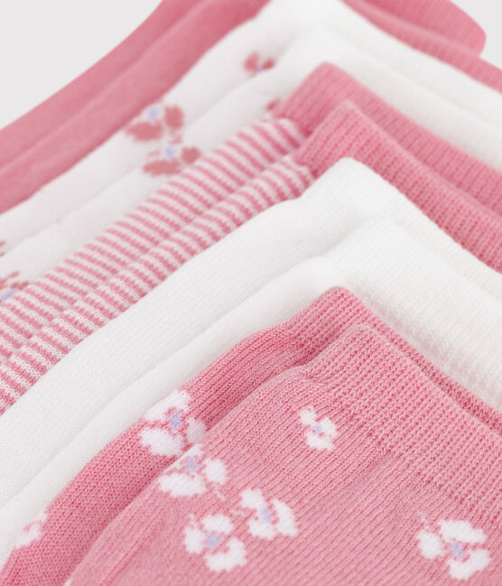 5 paia di calzini in cotone tinta unita con stampa a fiori bambina variante 1