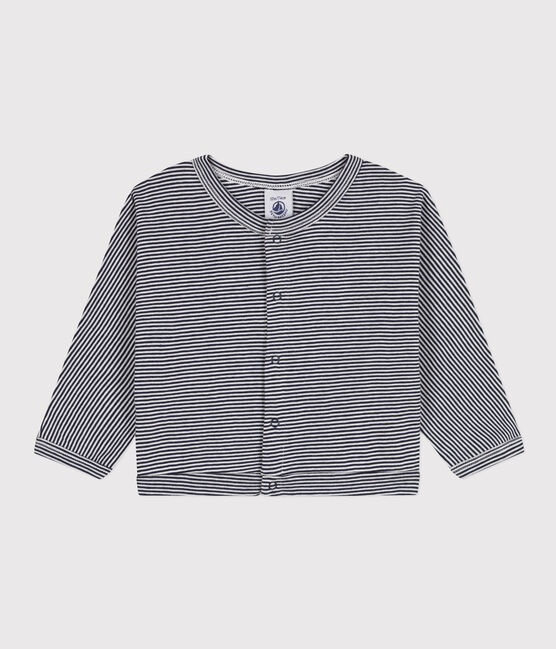 Cardigan neonato in cotone  blu SMOKING/bianco MARSHMALLOW