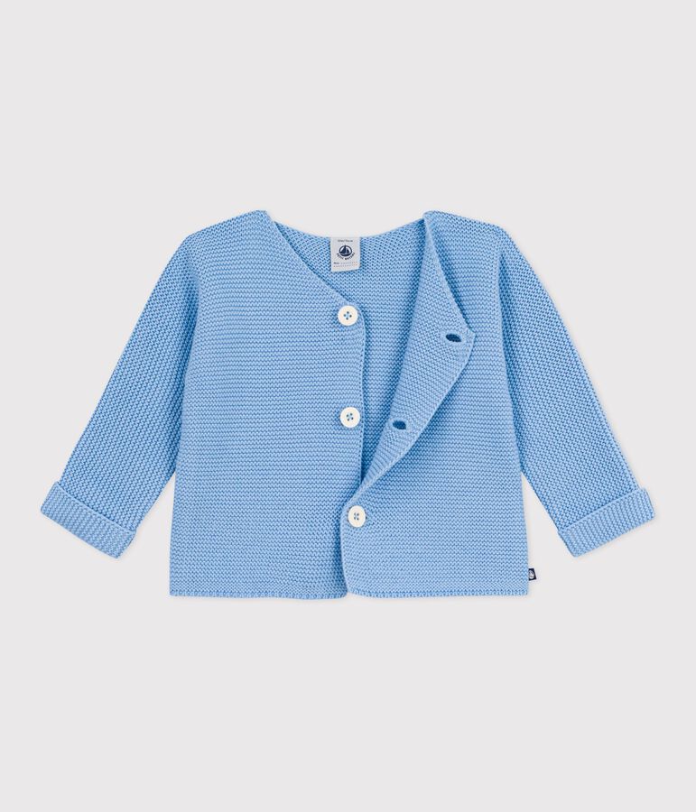 Cardigan in maglia di cotone a punto legaccio neonato blu