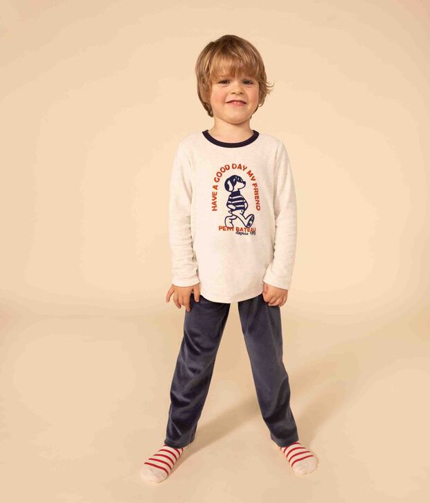 Pigiama bambino unisex in ciniglia blu/multicolore