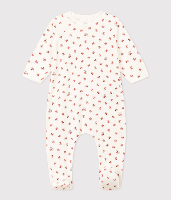 Pigiama bebè stampato in tessuto felpato bianco MARSHMALLOW/bianco MULTICO