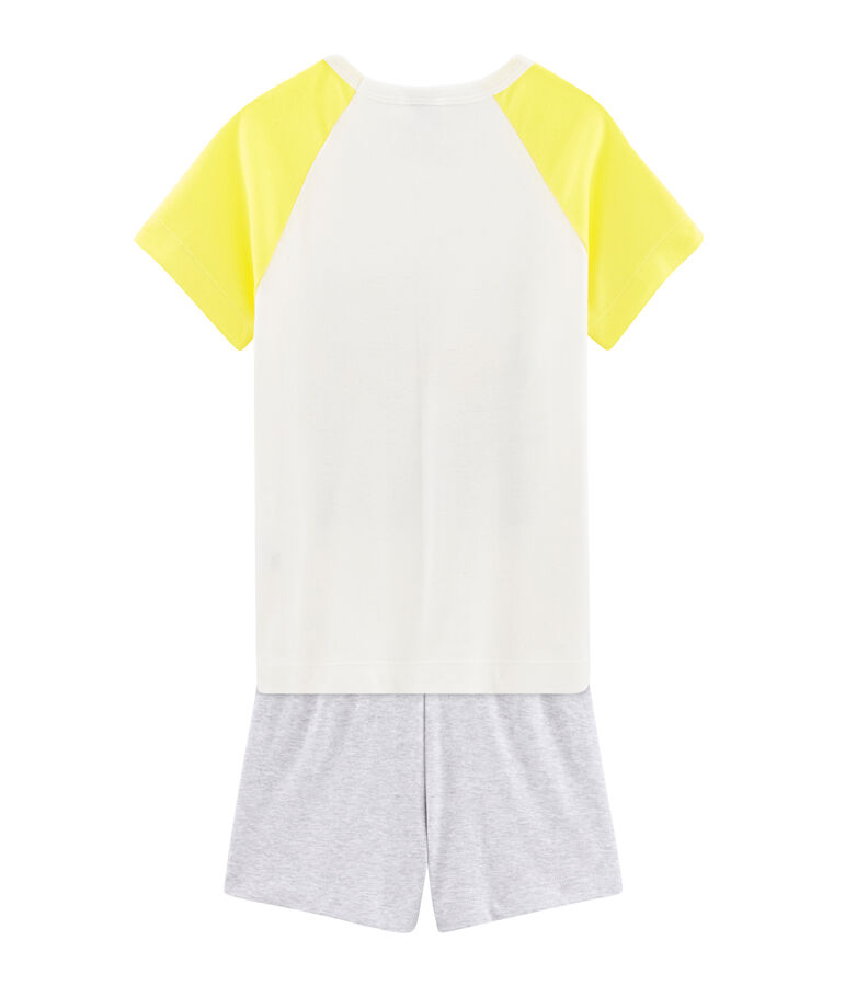 Pigiama corto bambino a costine bianco/multicolore