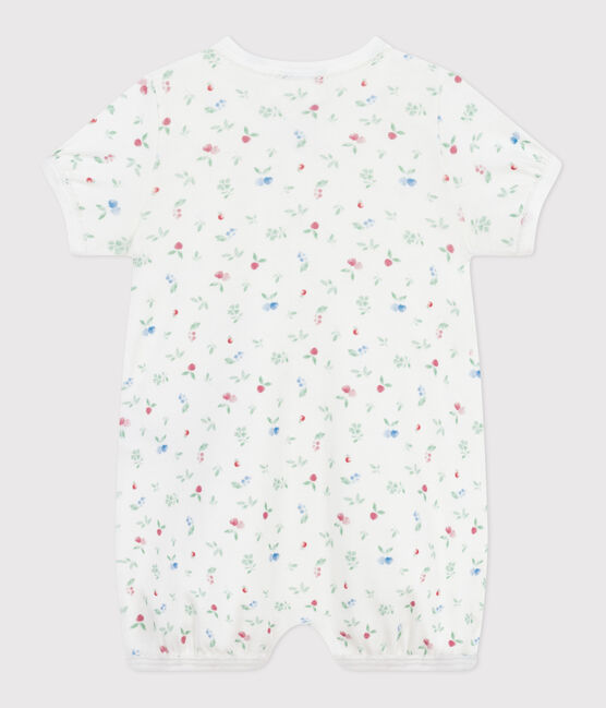 Tutina corta in cotone con frutti neonato bianco MARSHMALLOW/bianco MULTICO