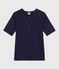 T-shirt a maniche corte in cotone tinta unita donna blu