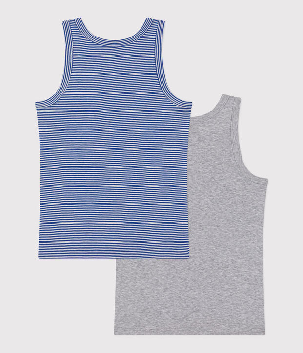 Set di 2 canotte in cotone a righe bambino multicolore