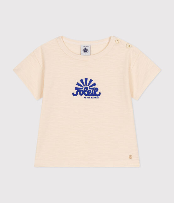 T-shirt a maniche corte bebè in jersey fiammato ecru AVALANCHE