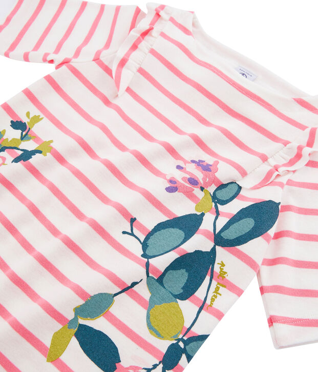 T-shirt bambina bianco/rosa