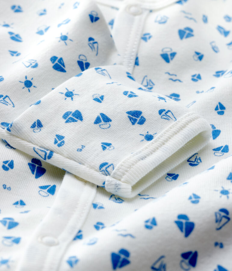 Combisac a stelle beb&egrave; in cotone biologico bianco/grigio