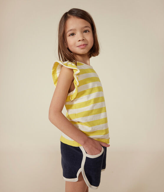 T-shirt bambina a righe in jersey fiammato giallo NECTAR/ AVALANCHE