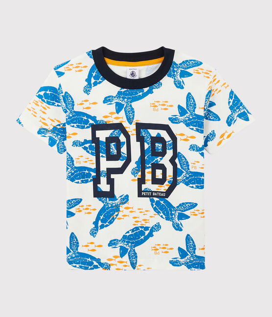 T-shirt maniche corte in cotone bambino bianco MARSHMALLOW/bianco MULTICO