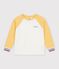 T-shirt a maniche lunghe in cotone color block bambino ecru/multicolore