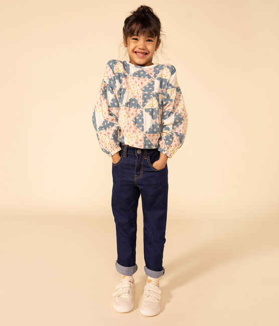 Blusa in garza di cotone bambina rosa SALINE/bianco MULTICO