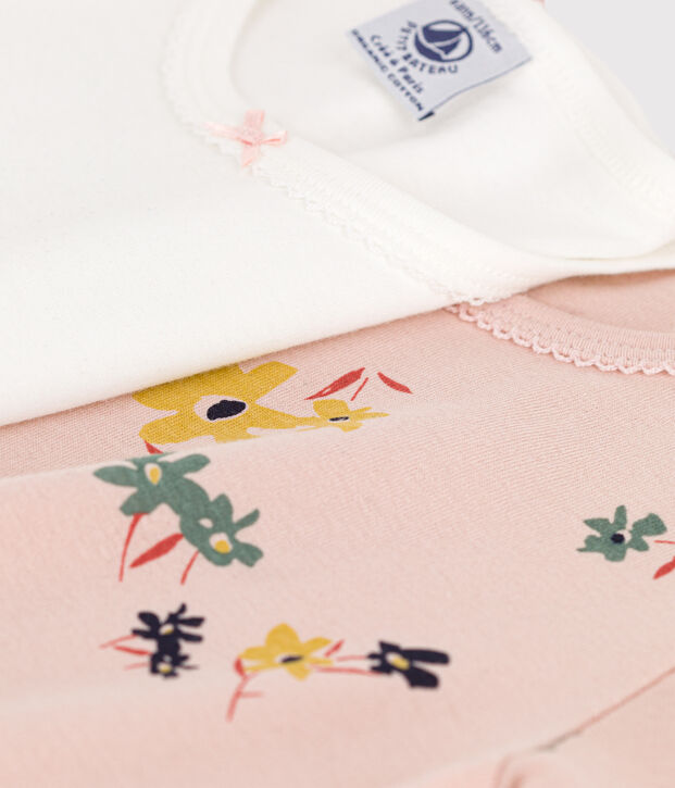 Confezione da 2 t-shirt maniche corte a fiori bambina in cotone multicolore
